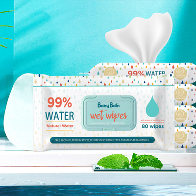 Trapos mojados de Eco del agua apacible disponible del bebé que limpian trapos del OEM G/M de los bolsos 80PCS