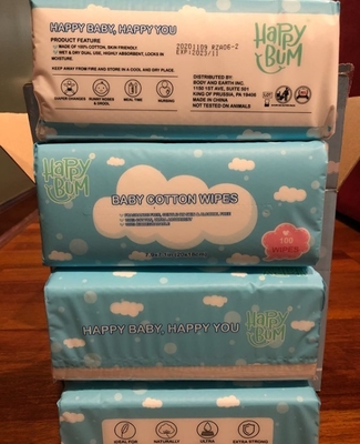 Pañuelos desechables Pañuelos faciales para bebés secos 100% Pañuelos de algodón para uso diario