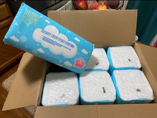 Pañuelos desechables Pañuelos faciales para bebés secos 100% Pañuelos de algodón para uso diario