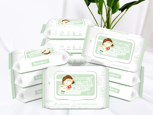 Bebé de limpiamiento del cuerpo de las ventas directas de la fábrica de la mano de encargo orgánica disponible del logotipo que limpia el trapo mojado con las muestras libres
