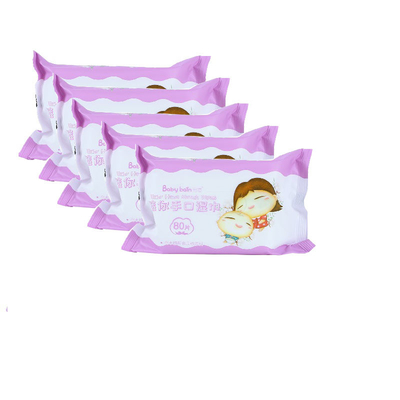 Trapos mojados del agua disponible pequeño paquete puro 80pcs de Spunlace que embala