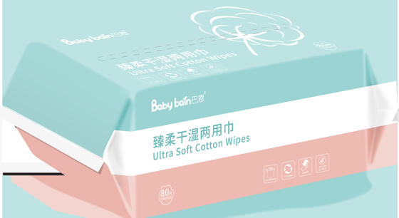 Tejido mojado y seco del algodón del trapo seco facial limpio disponible biodegradable del bebé para limpiar