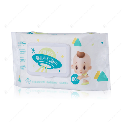 80pc por los trapos mojados del bebé no tejido de encargo de la tela natural del bolso biodegradables ultra suavemente